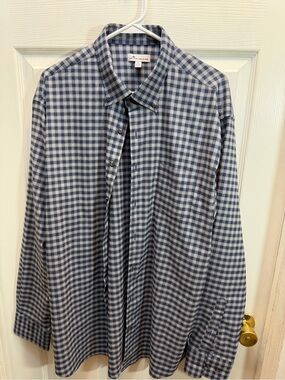 Peter Millar Navy and White Gingham Button-Down Shirt